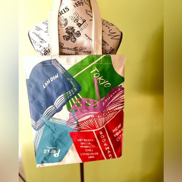 🆕 Marc Jacobs Bookmarc Location Tote Color Blue/Cream - Picture 2 of 5